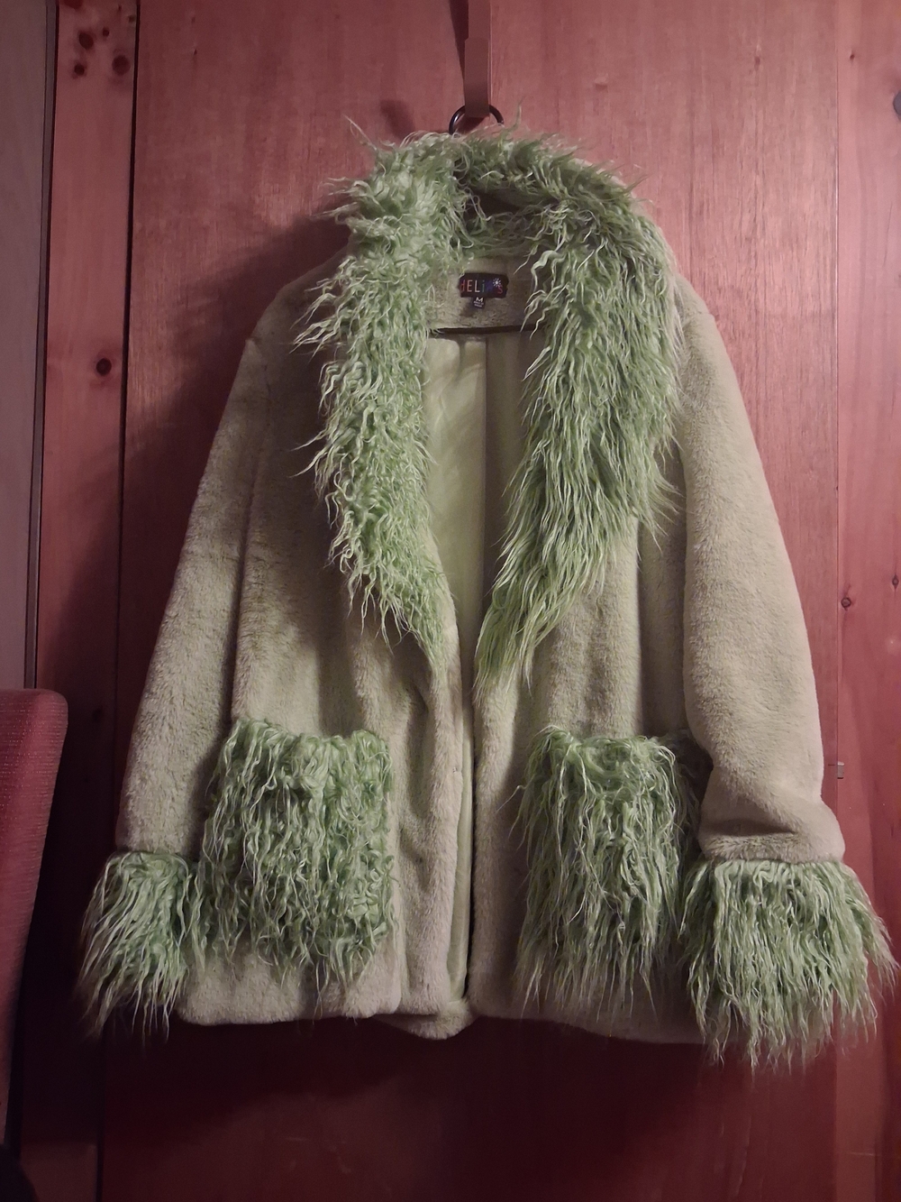 dELiA*s Light Green Faux Fur Trim Cape Jacket. NWOT
